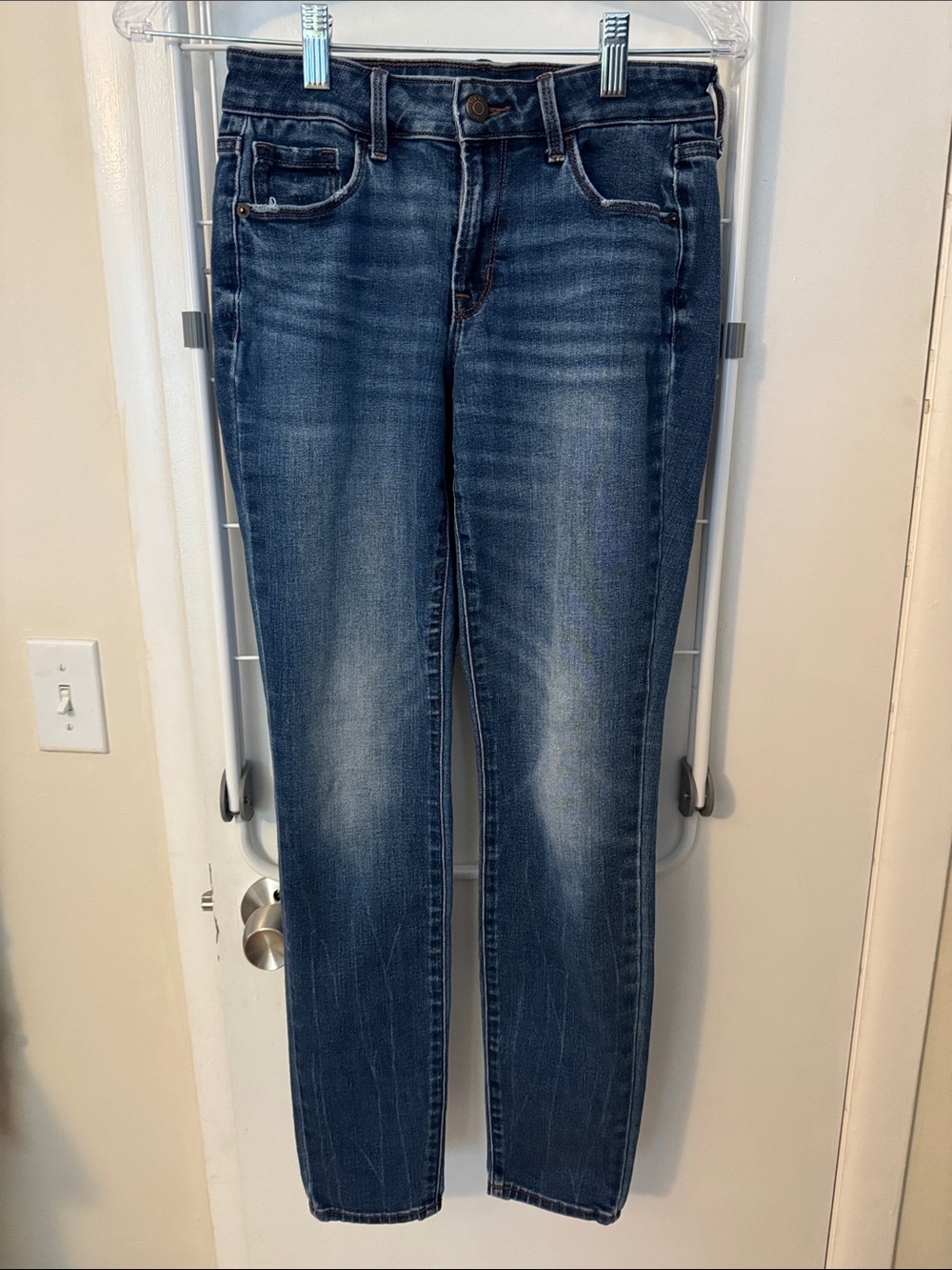 Old Navy Women's Dark Blue Skinny Jeans with Faded Wash